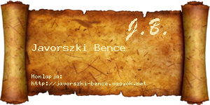 Javorszki Bence névjegykártya