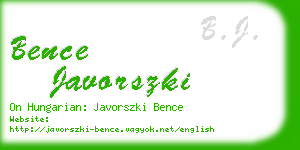 bence javorszki business card